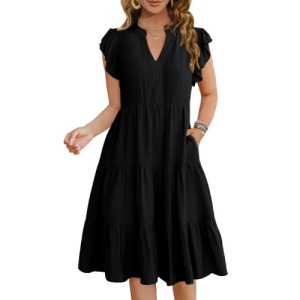 UVN Summer Dresses for Women Ruffle Sleeve V Neck