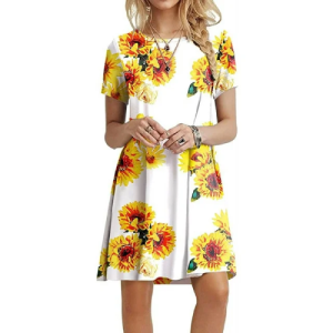 PPYOUNG Women's Summer Casual T-shirt Dresses Short Sleeve Boho Beach Dress