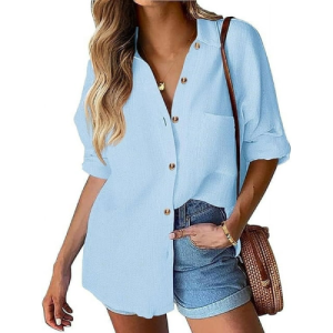 Scacto Womens Polyester Button Down Shirt